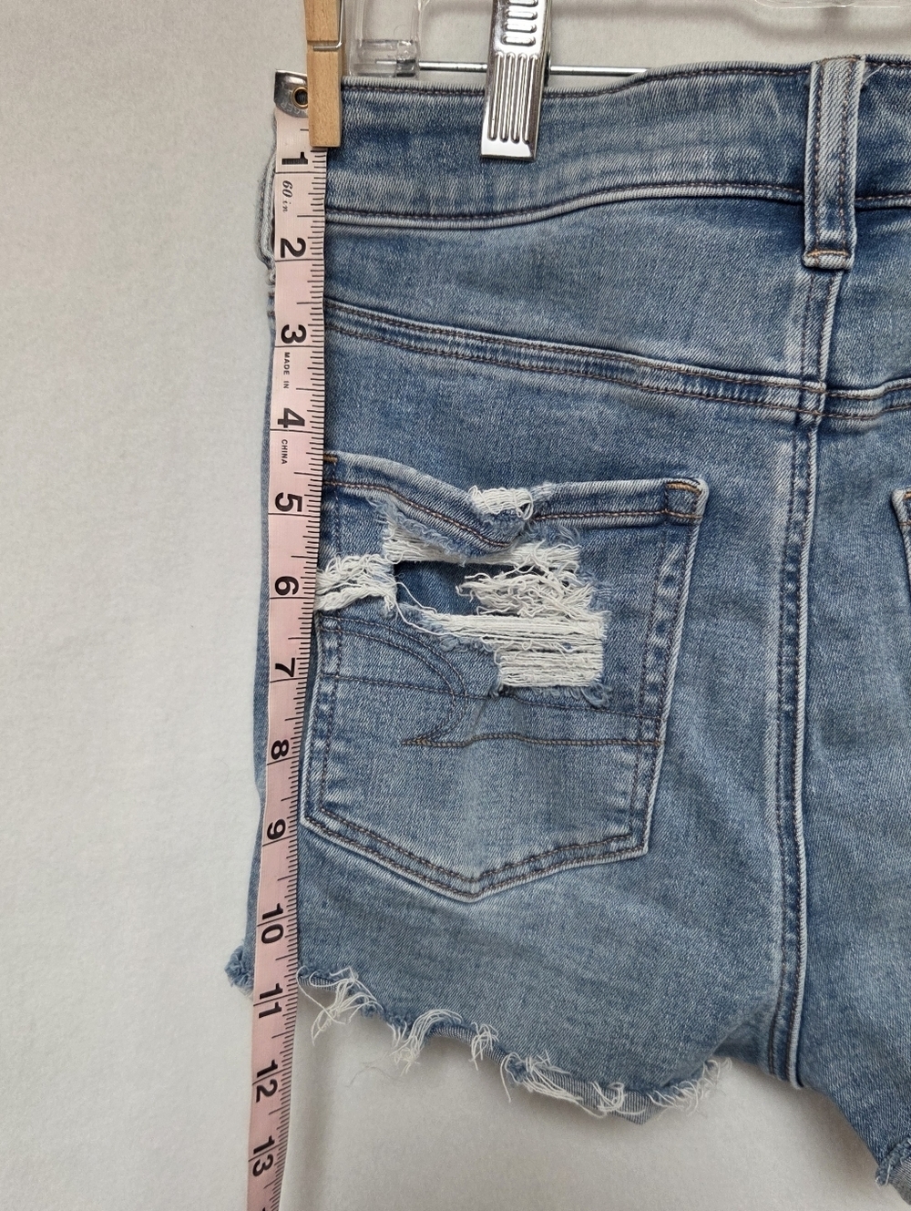 American Eagle Outfitters Light Blue Distressed Denim Cutoff Shorts - Picture 6 of 7